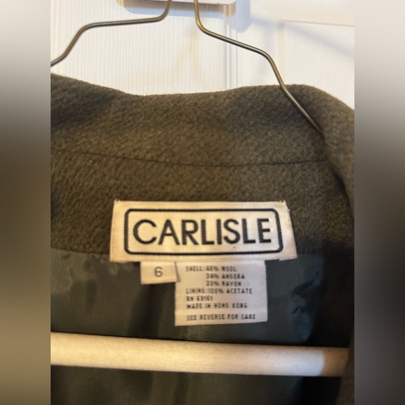 Vintage Carlisle Woven wool/angora cropped blazer w/waist buckle -hunter green 6 - Picture 8 of 11